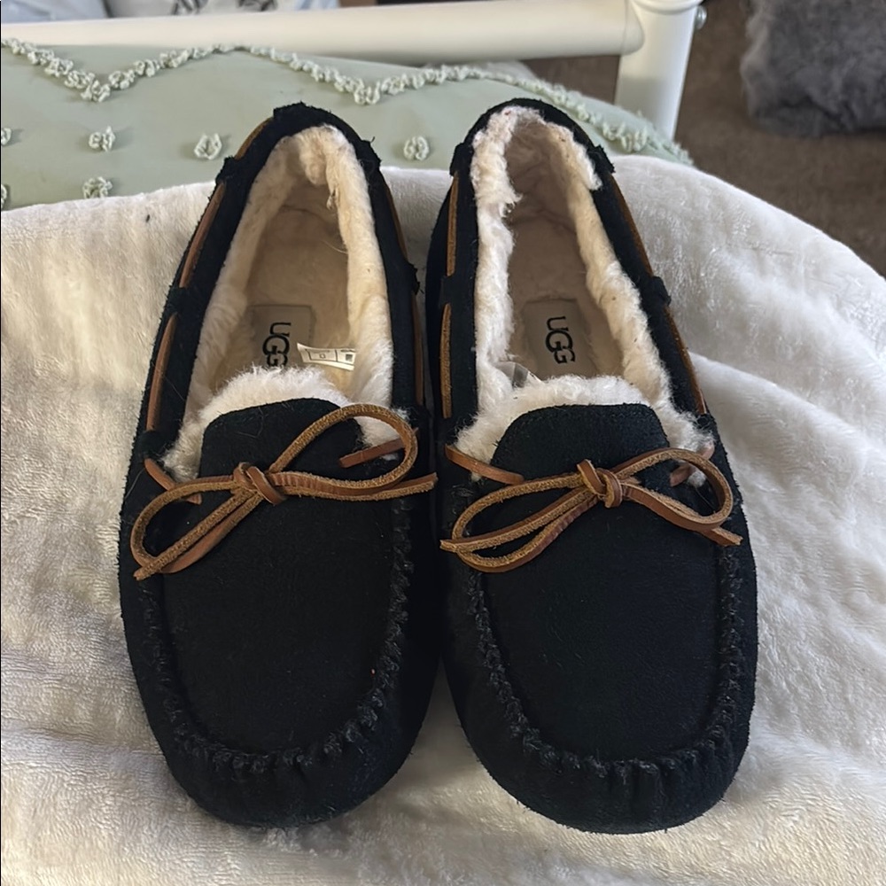 UGG Black and Brown Moccasin Slippers